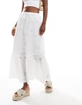 [New Look] New Look broderie tiered midi skirt in white 14 WHITE