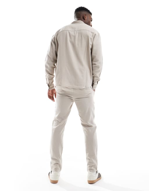 New Look - Broek met linnenlook in beige, deel van co-ord set, 5 van 5