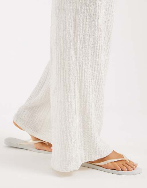 New Look - Broek met textuur in crème, deel van co-ord set, 3 van 5