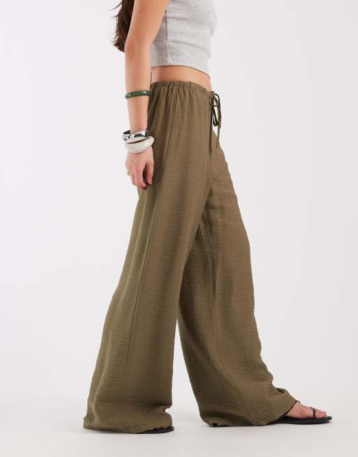 New Look - Broek met wijde pijpen in kaki, 2 van 5