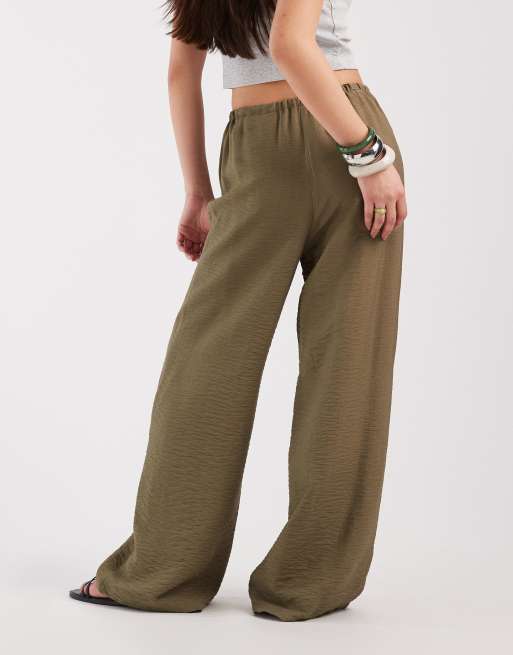 New Look - Broek met wijde pijpen in kaki, 3 van 5