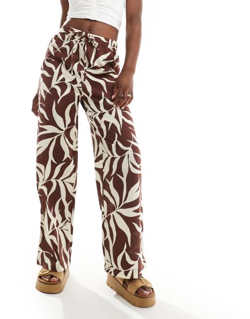 New Look - Broek met wijde pijpen in palmprint