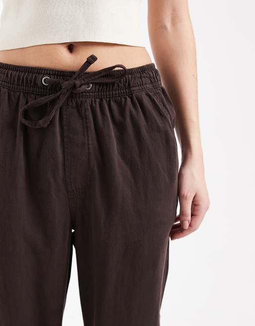New Look - Broek van chambray denim met wijde pijpen in bruin, 5 van 5