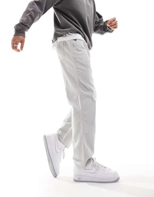 New Look - Broek van corduroy met elastische taille in gebroken wit