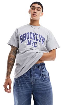 New Look Brooklyn graphic tshirt in grey marl - ASOS Price Checker