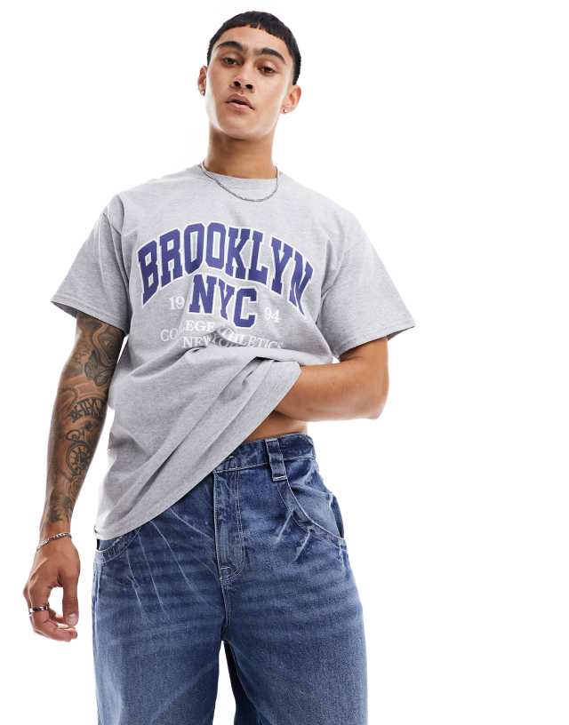 New Look - brooklyn graphic tshirt in grey marl