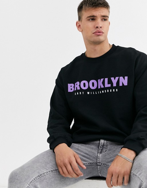 New Look Brooklyn sweat in black