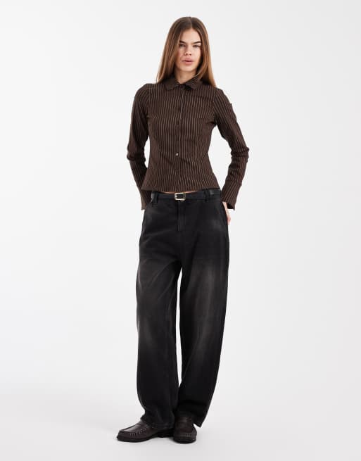New Look - Brun figursyet skjorte med striber i bengalin, 2 af 4