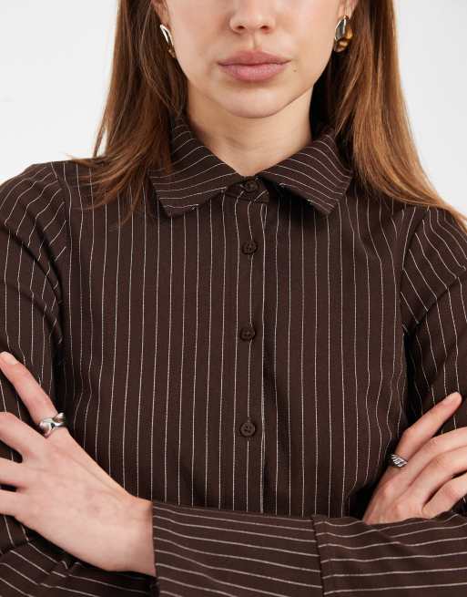 New Look - Brun figursyet skjorte med striber i bengalin, 4 af 4