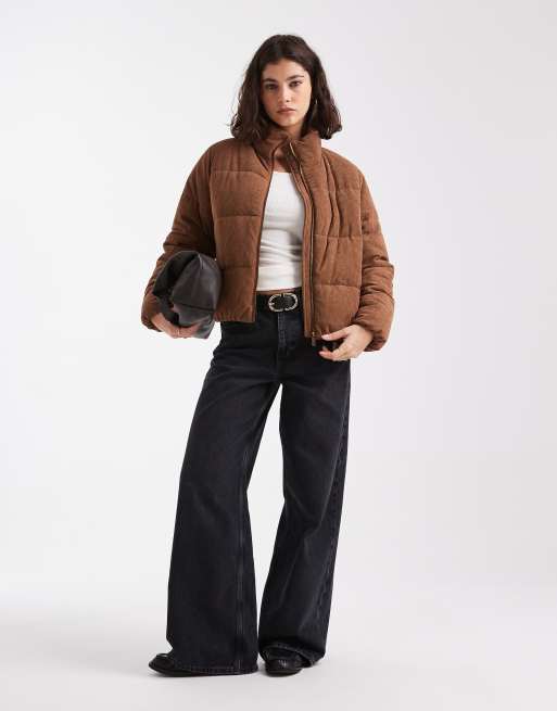 New Look – Brun, kort pufferjacka i manchester, 4 av 4