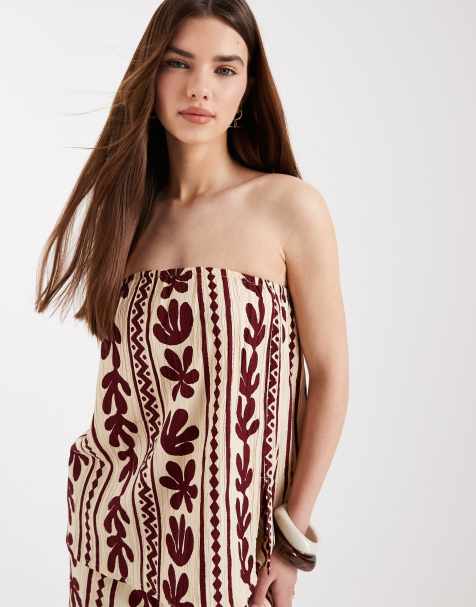 New Look – Brun, mönstrad bandeau-topp, del av set - view 1