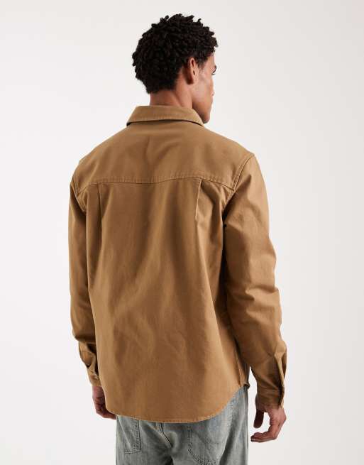 New Look – Brun, tvättad overshirt i oversized fit, 3 av 5
