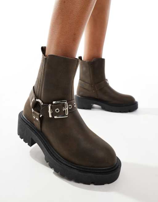 New Look – Bruna chelseaboots med bikerspänne