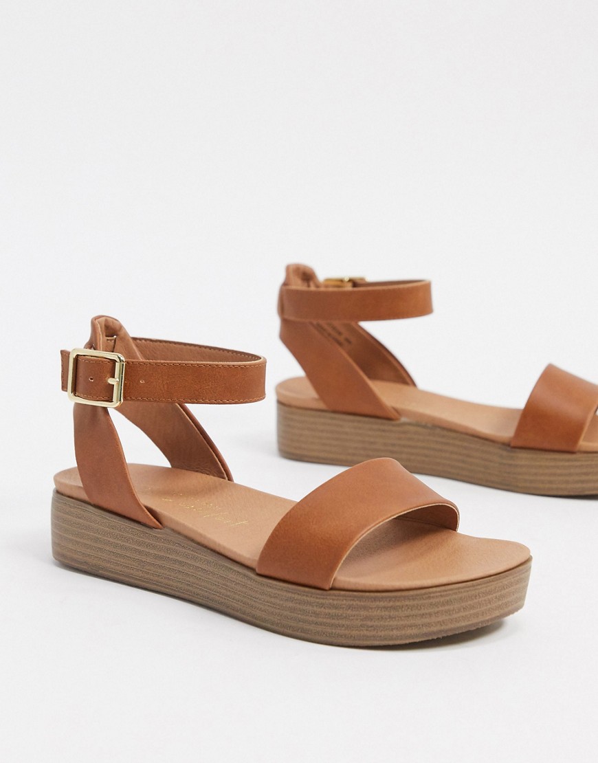 New Look – Bruna flatform-sandaler-Guldbrun
