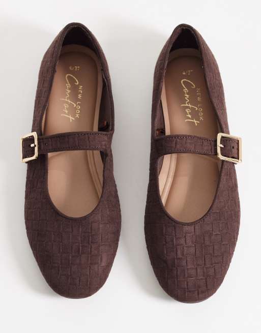 New Look - Brune Mary Jane-ballerinaer i vævet materiale, 2 af 4