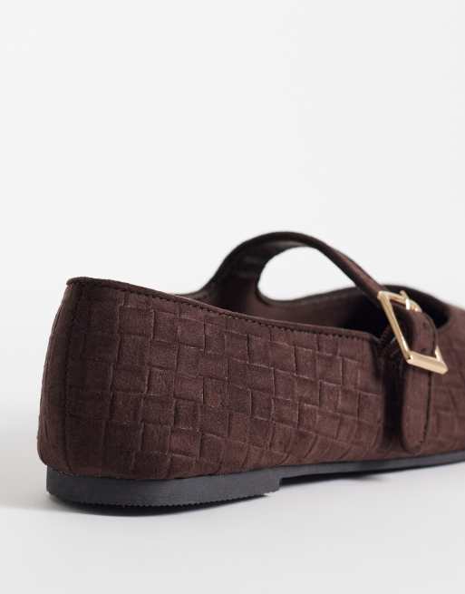 New Look - Brune Mary Jane-ballerinaer i vævet materiale, 3 af 4