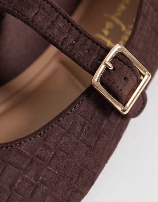 New Look - Brune Mary Jane-ballerinaer i vævet materiale, 4 af 4