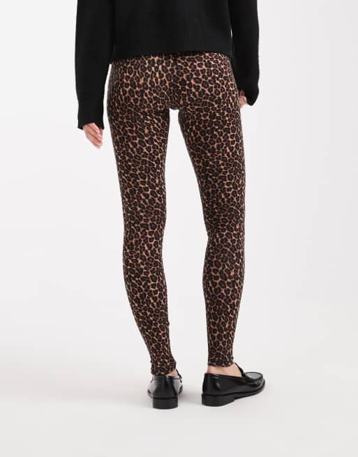New Look - Brune og højtaljede leggings med leopardprint, 3 af 5