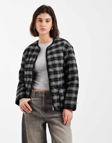 New Look – Brunrutig, quiltad, vadderad jacka - view 1