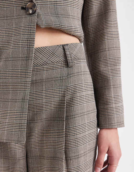 New Look – Brunrutiga byxor med vida ben, del av set, 3 av 5