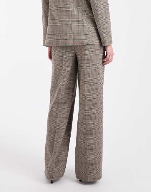 New Look – Brunrutiga byxor med vida ben, del av set, 4 av 5