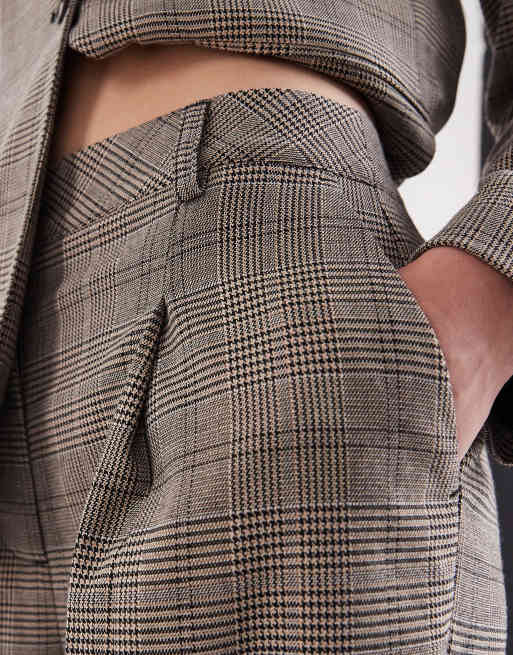 New Look – Brunrutiga byxor med vida ben, del av set, 5 av 5