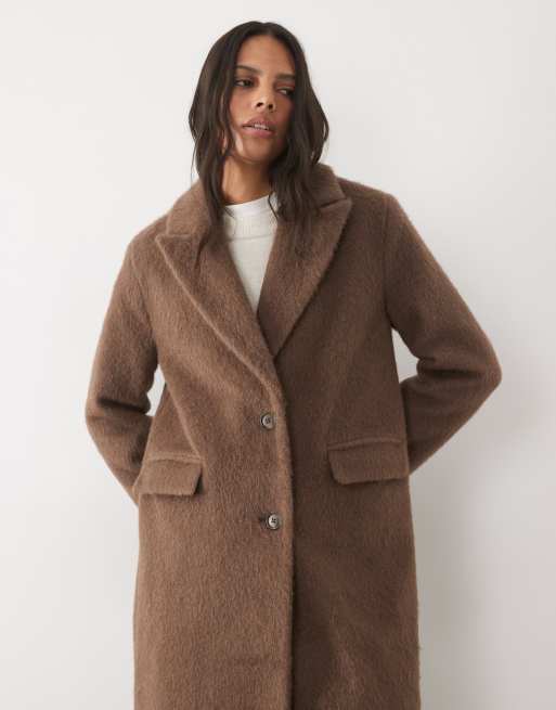 New Look brushed longline formal coat in mink, 4 of 4