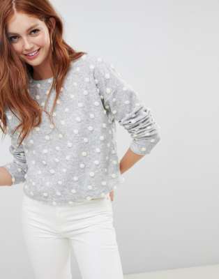 gray polka dot sweater