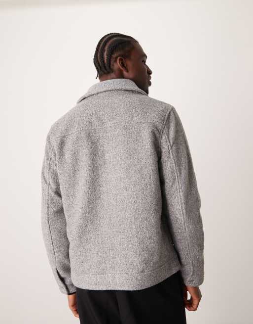 New Look brushed texture jacket in light grey ASOS