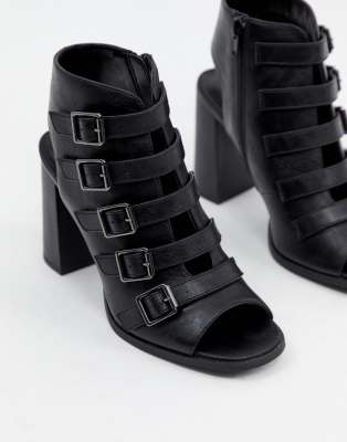 buckle block heel sandal