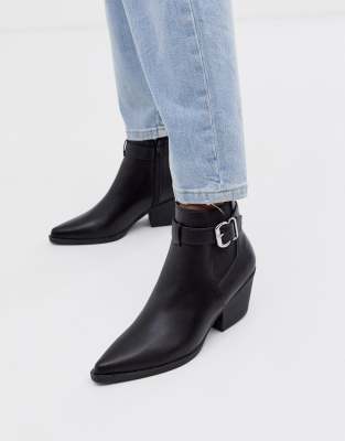 black leather look chelsea boots