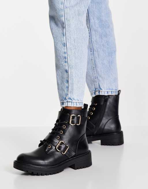 Lace up buckle clearance boots