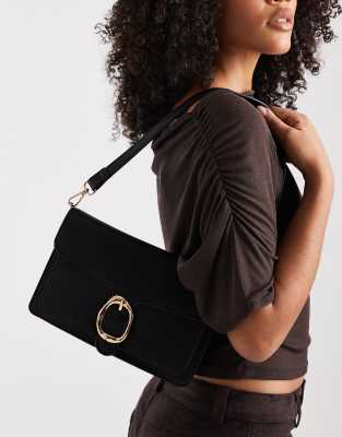 New Look New Look buckle detail shoulder bag in black
