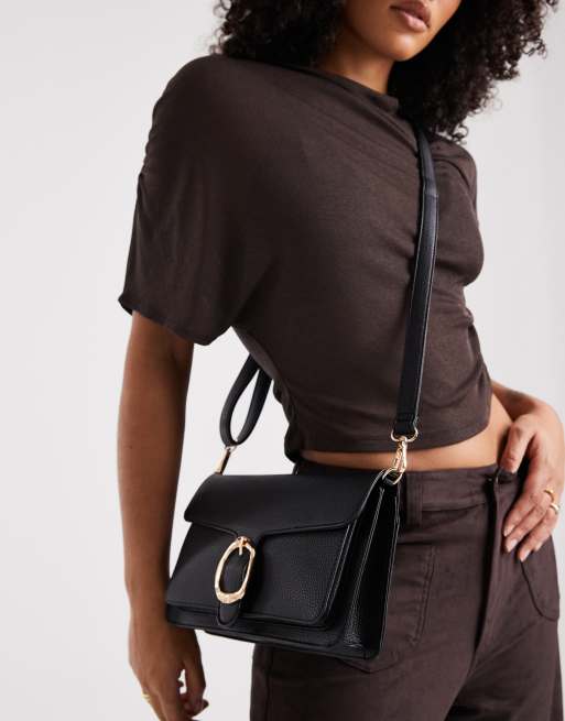 New Look buckle detail shoulder bag in black | ASOS