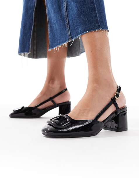 New Look buckle detail slingback in black - view 1