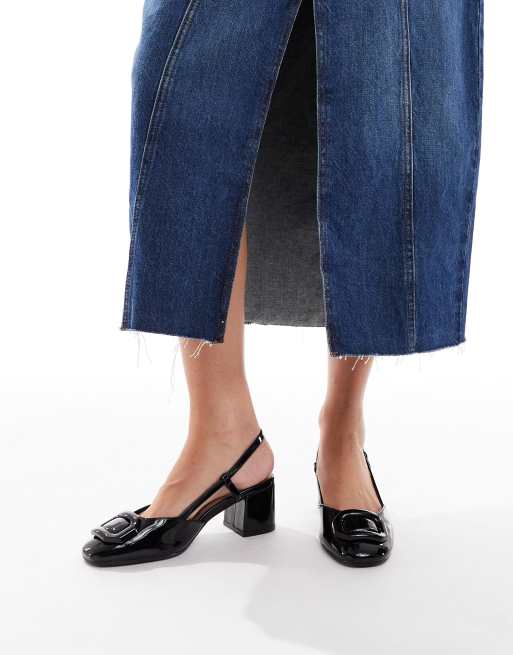 New Look buckle detail slingback in black, 3 of 4