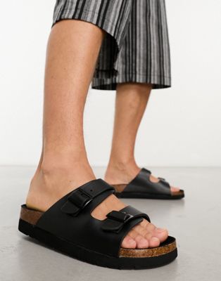 New Look buckle sandal in black - ASOS Price Checker