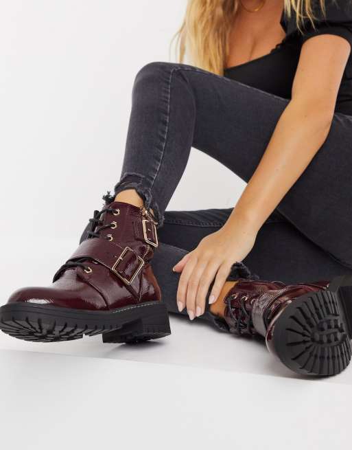 Burgundy shop boots flat