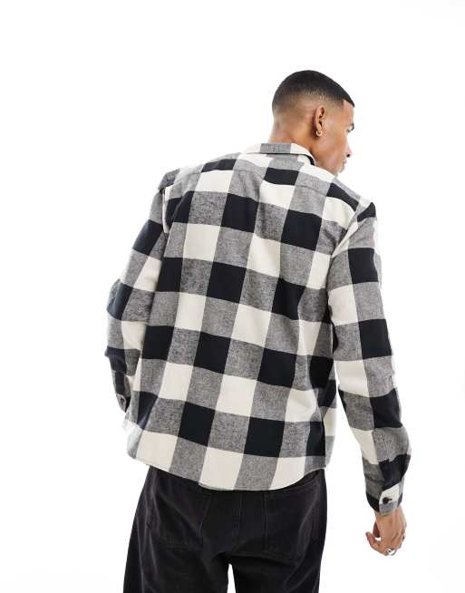 New Look buffalo check shirt in black and white check