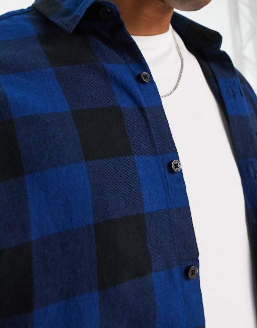 New Look buffalo check shirt in blue check | ASOS