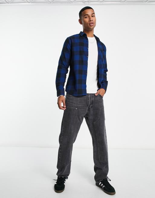 Blue flannel hot sale black jeans