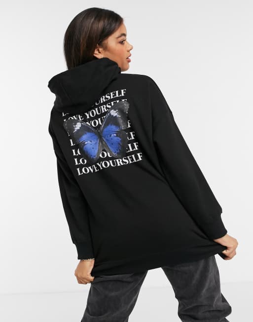 Love yourself purple hoodie with online butterflies