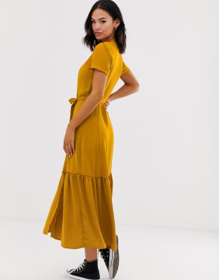 new look mustard midi dress