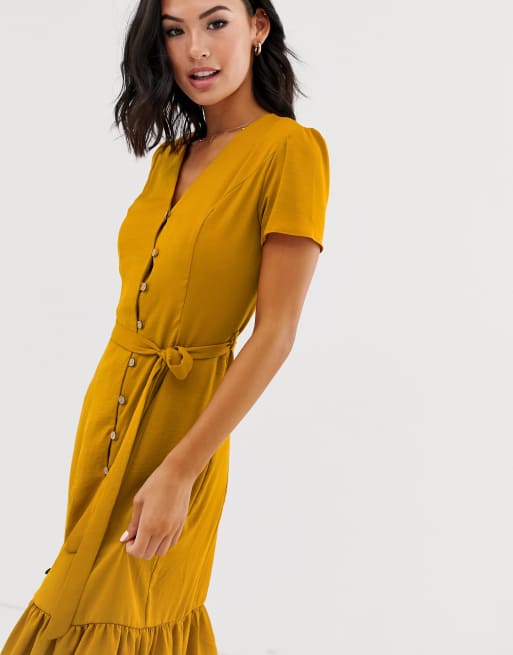 New look mustard midi sales dress