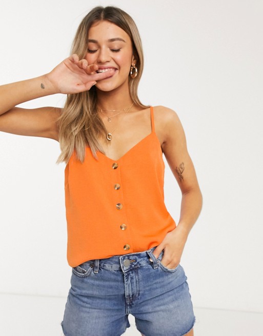 New Look button down cami in orange