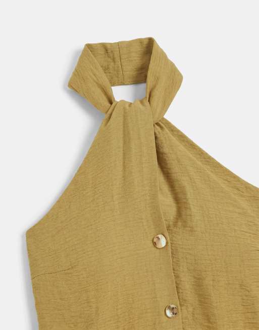 New Look button down halter neck top in khaki (part of a set), 6 of 8