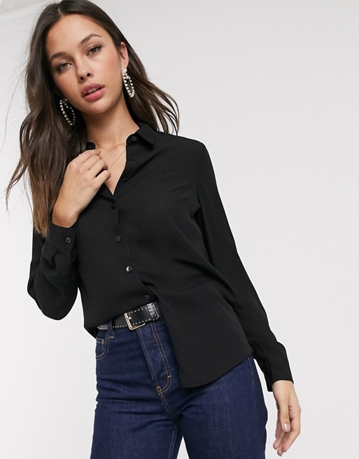 New Look button down shirt in black