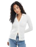 [New Look] New Look button down texture top in cream-White 14 13-cream