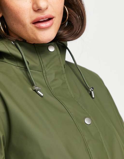 New Look button front anorak in khaki ASOS