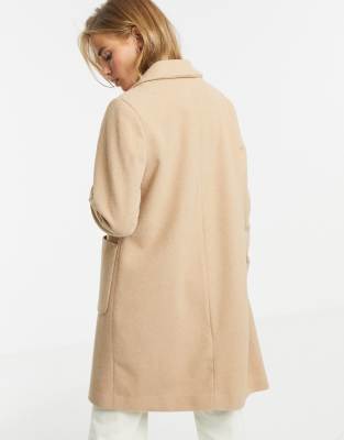 New look button front coat store in beige